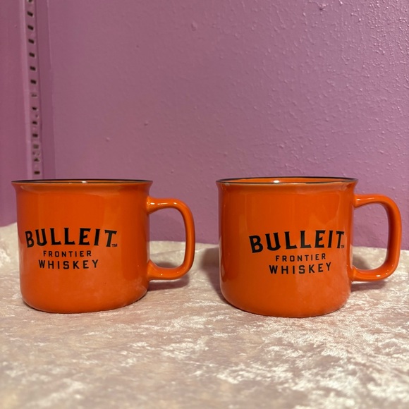 Bulleit Other - Bulleit Bourbon Frontier Whiskey Set of Two Orange Mugs Promotional Collector’s